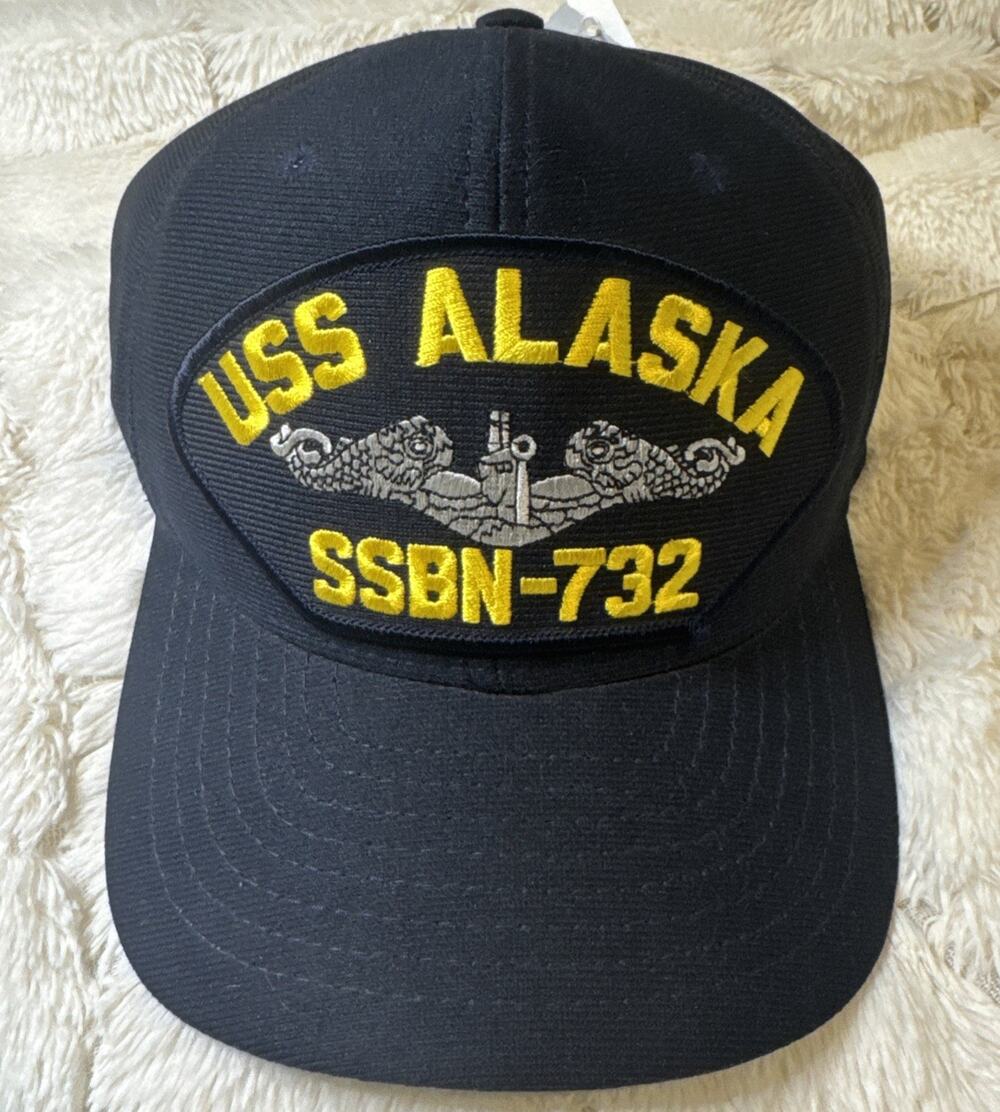 USS Alaska Hat Cap Snap Back Navy Blue Submarine SSBN-732 Mens